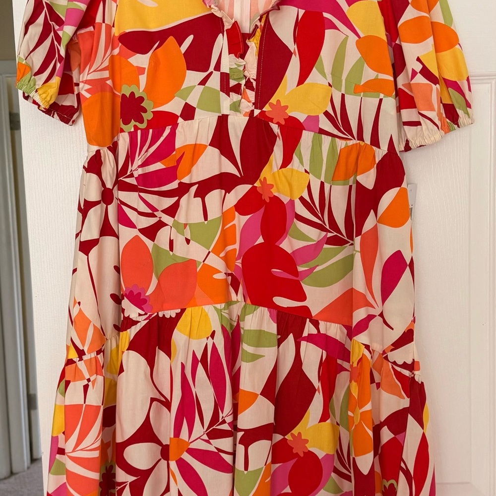 London Times Red and Cream Dress